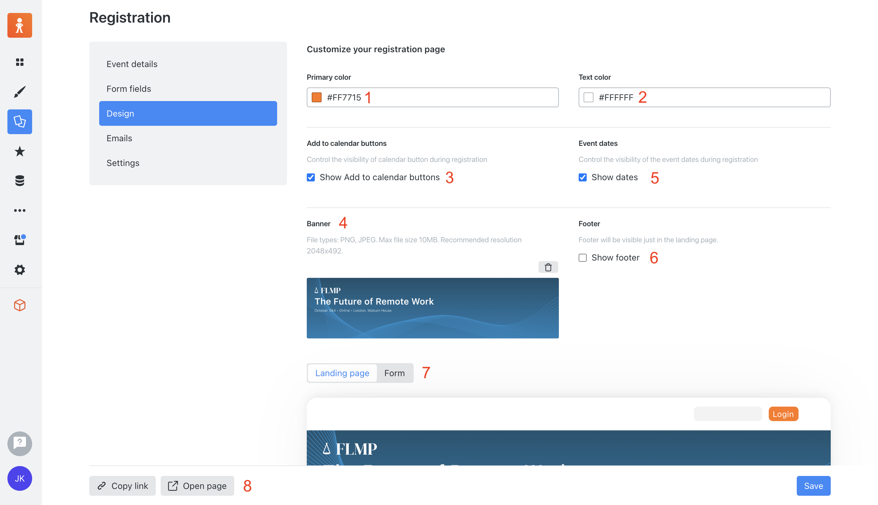 Customize the registration page design – SpotMe knowledge base