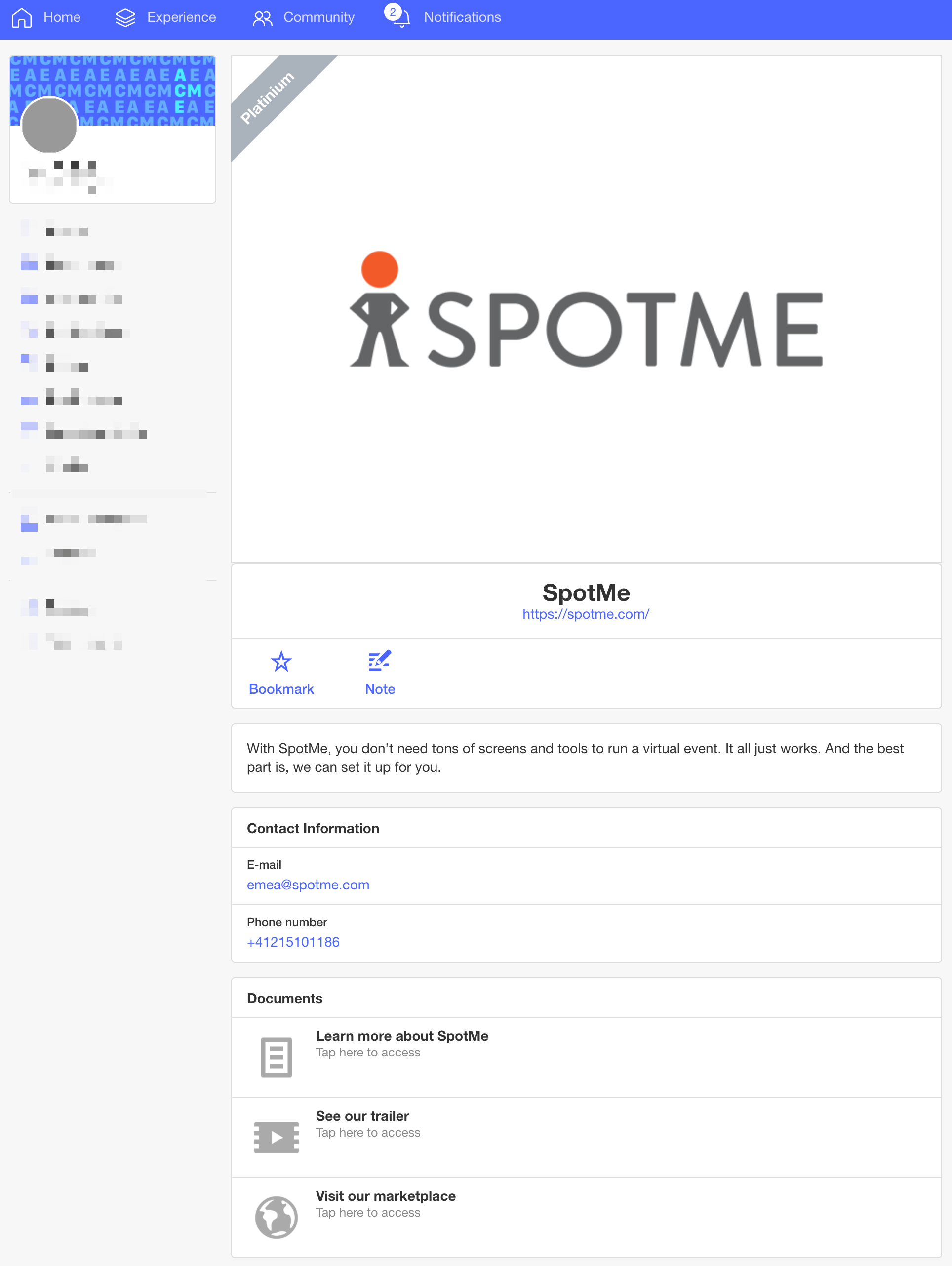 Providing sponsors content SpotMe knowledge base